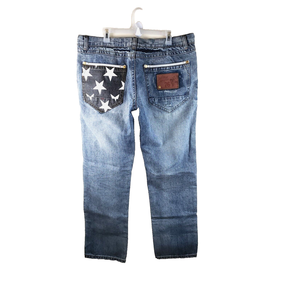 Heritage By America 76 Denim Jeans mens 40X34 FIT 40X32 Distressed Ripped Faded